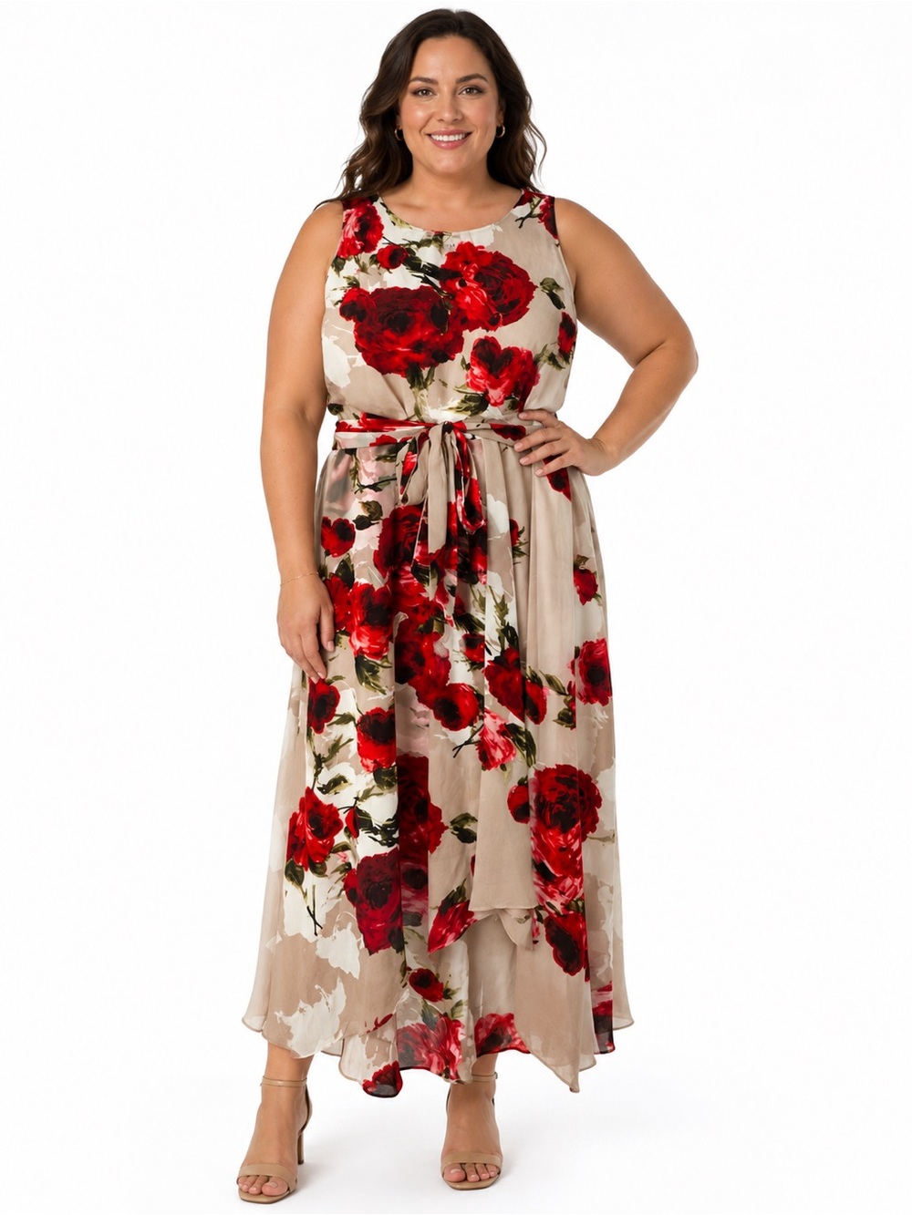 Shelby & Palmer Elegant Red Floral Dress